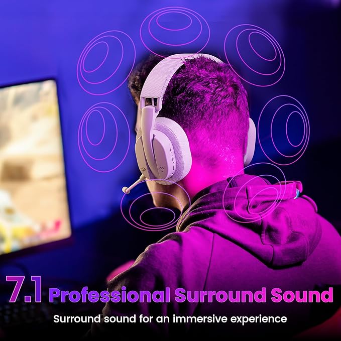 Redragon H888 3-in-1 Wireless Gaming Headset – 168g Ultra-Light, 40mm Drivers, Virtual 7.1 Surround, Mesh Fabric, Detachable Mic – Black / White