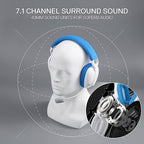 Redragon H878 SKULD PRO 3-Mode Wireless Gaming Headset – 40mm Drivers, Virtual 7.1, 200g Featherlight, Washable Fabric, Detachable Mic, Blue Vibe Lighting – White/Blue