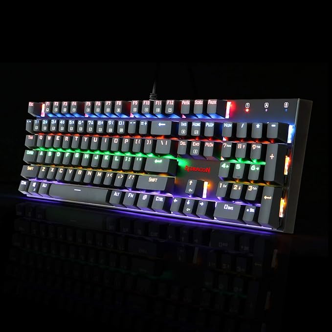 Redragon K565R RUDRA RGB Wired Mechanical Gaming Keyboard – 104 Keys Full Size, Rainbow LED – Black