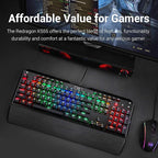 Redragon K555-R INDRAH RGB Wired Mechanical Gaming Keyboard – 104 Keys Full Size, Blue Switch, Macro Keys, Wrist Rest, Spill-Resistant – Black