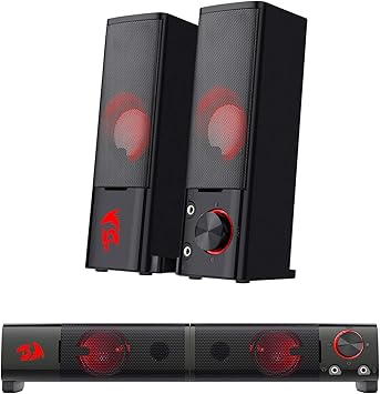Redragon GS550 Orpheus Stereo Gaming Speakers – 2-in-1 Tower & Soundbar Red LED USB + 3.5mm