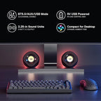 Redragon GS590 Wireless RGB Desktop Speakers – 2.0 Channel Stereo, 3Wx2, 2.25" Drivers, BT5.0/AUX/USB, In-Line Control Box, Dynamic Ambient RGB Backlight – Black
