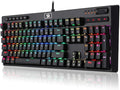Redragon K579 RGB Wired Mechanical Gaming Keyboard – 104 Keys Full Size, Hot-Swappable Blue Switch, 5 Macro Keys, Volume Knob – Black