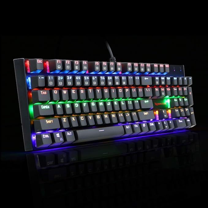 Redragon K565R RUDRA RGB Wired Mechanical Gaming Keyboard – 104 Keys Full Size, Rainbow LED – Black