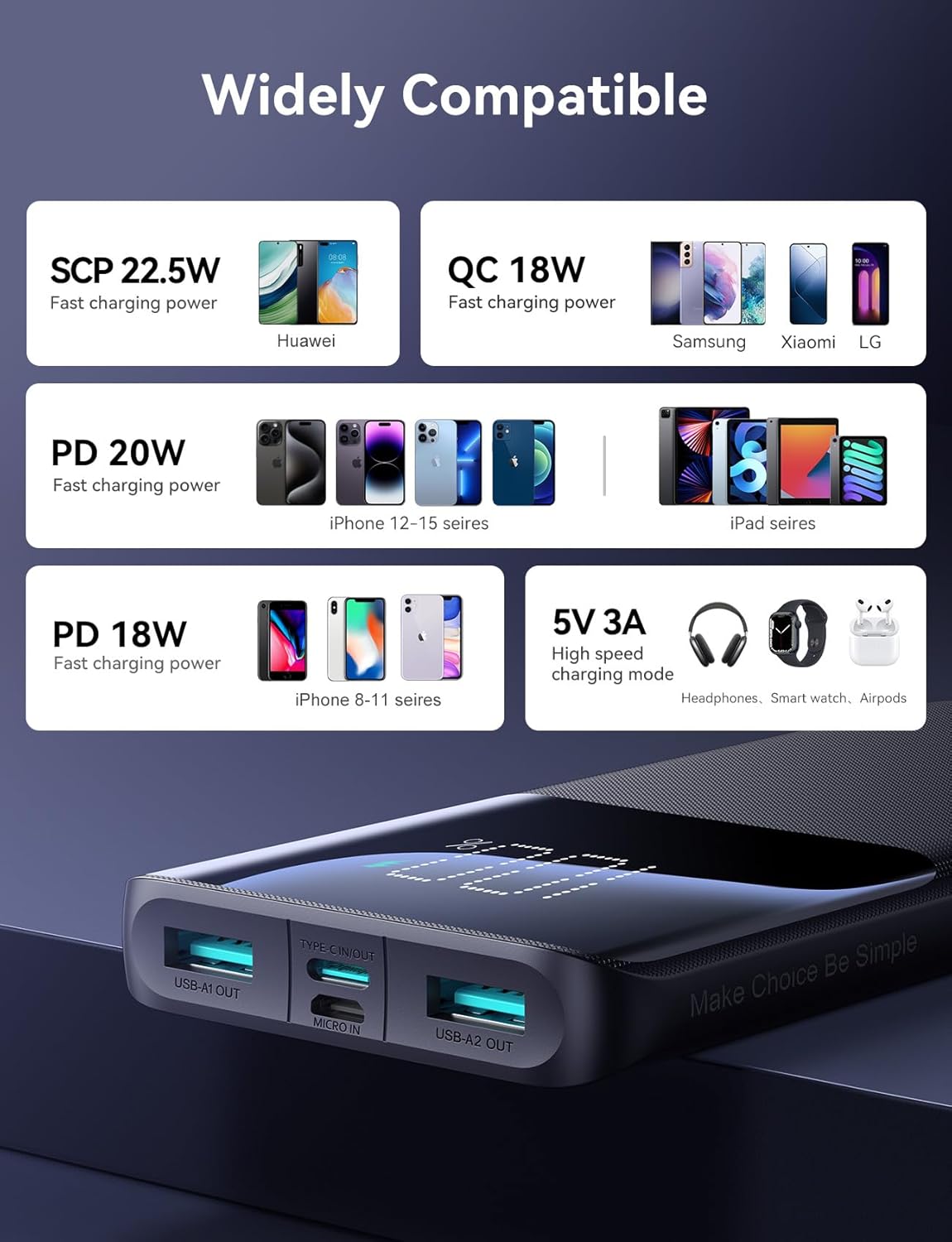 جوي روم باور بانك JR-QP191 22.5W 10000mAh مع شاشة رقمية - اسود