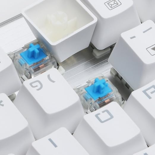 Redragon A101 104-Key Replacement Keycaps – ABS Backlit-Compatible, Cherry MX Compatible, Laser Engraved, Dragon Logo on W Key, Red Keycap Puller Included – White