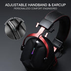 Redragon H312 CYBILL Virtual 7.1 Surround RGB USB Wired Gaming Headset – 50mm Drivers, Detachable Boom Mic, In-Line Control, Adjustable Ear Cup, Mesh Leather Headband – Black/Red