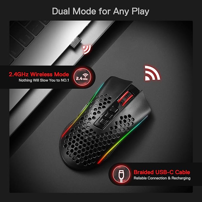 Redragon M808 Storm Pro Honeycomb Dual Mode Gaming Mouse