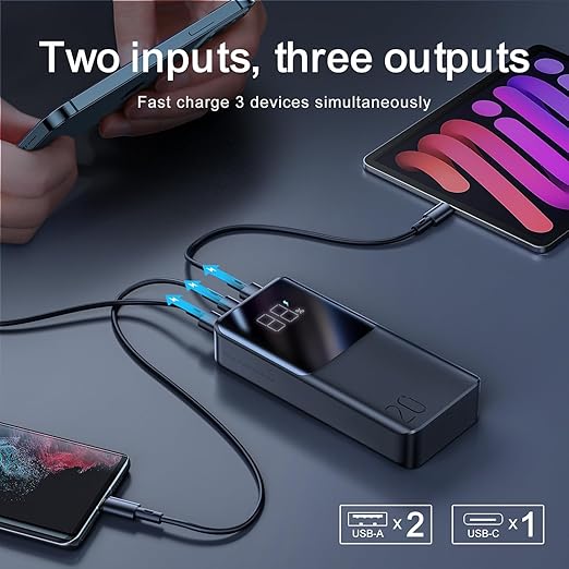 جوي روم باور بانك JR-QP192 20000mAh 22.5W  مع شاشة  LCD - اسود