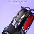 Redragon H231 SCREAM RGB Wired Gaming Headset – 40mm Drivers, Surround Sound, Retractable Headband, Memory Foam, 360° Noise-Canceling Mic, 250g Ultra-Light – Black/Red