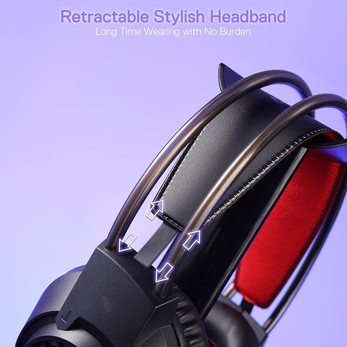 Redragon H231 SCREAM RGB Wired Gaming Headset – 40mm Drivers, Surround Sound, Retractable Headband, Memory Foam, 360° Noise-Canceling Mic, 250g Ultra-Light – Black/Red