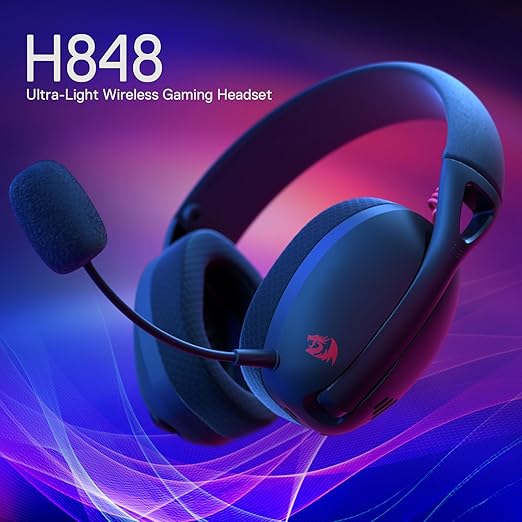 Redragon H848 IRE PRO Ultra-Light Wireless Gaming Headset – 3-Mode (2.4G/BT/Wired), 40mm Drivers, Virtual 7.1, 25H Battery, Detachable Mic – Black