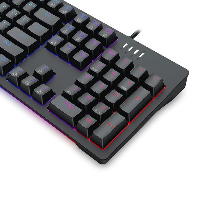 Redragon K679 RGB Full Size Wired Mechanical Gaming Keyboard – 104 Keys, Blue Switch, Sound Absorbing Foam, RGB Side Lighting – Black