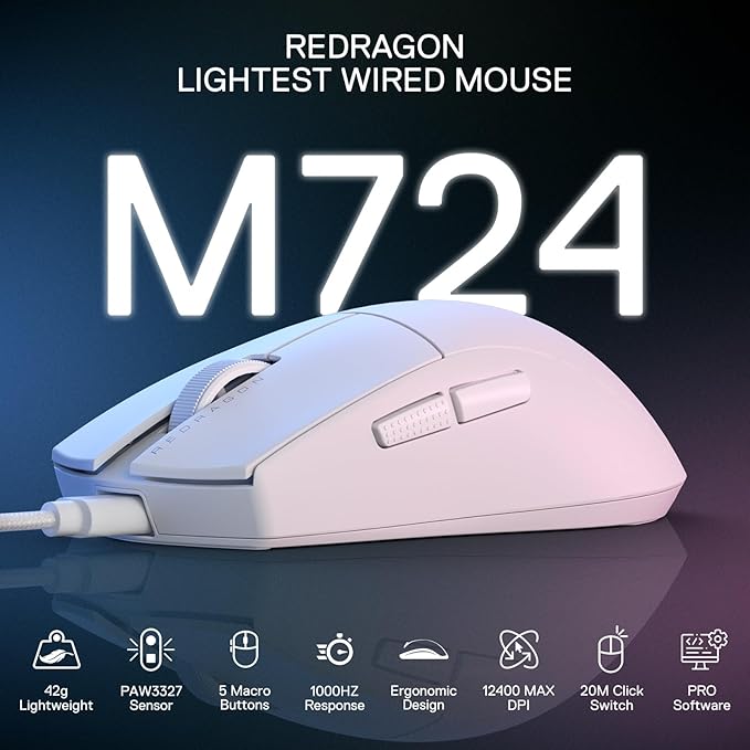 Redragon M724 Wired Gaming Mouse – White