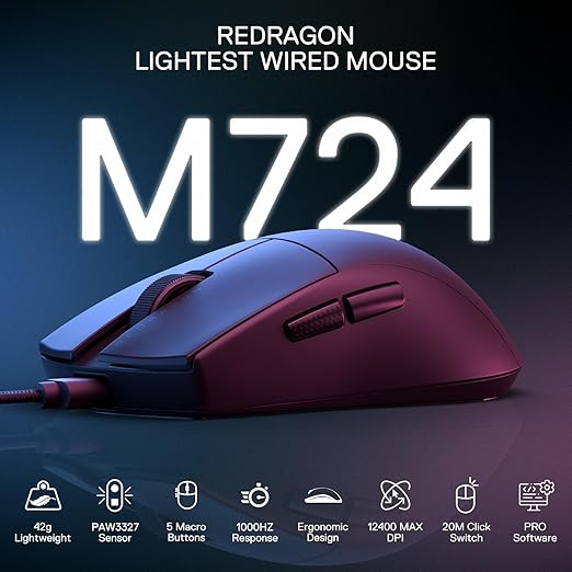 Redragon M724 Wired Gaming Mouse – Black