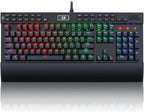 Redragon K550 YAMA RGB Wired Mechanical Gaming Keyboard – Full Size, Purple Switch, 12 Macro Keys, Volume Wheel, USB Pass-through, Detachable Wrist Rest – Black