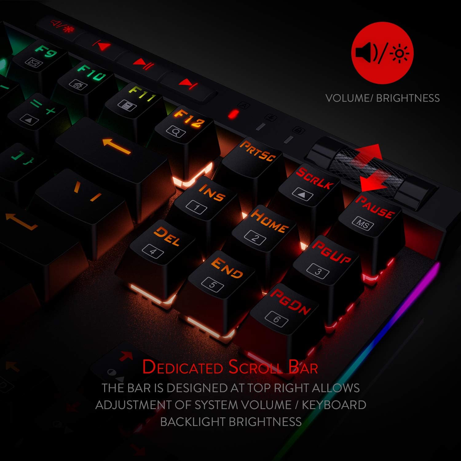 Redragon K587 MAGIC-WAND RGB TKL Wired Gaming Keyboard – 87 Keys, Optical Blue Switch, 9 Macro Keys, Type-C, Detachable Wrist Rest – Black
