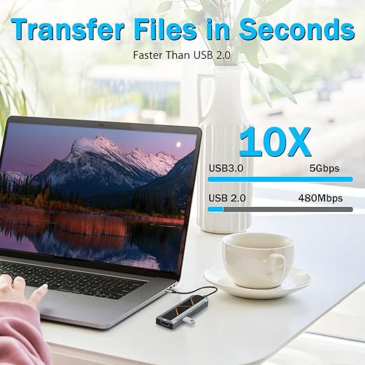 Redragon UCA-4 4-in-1 USB-C Hub – 4K@60Hz HDMI, 2x USB-A 5Gbps, 100W PD Pass-Through – MacBook, iPad, Windows, Android – Space Gray