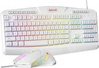 Redragon S101W RGB Gaming Keyboard & Mouse Combo Wired – 104 Keys Membrane, 5 Macro Keys, 6 RGB Modes + 7200 DPI Programmable Mouse, 10 RGB Modes – White