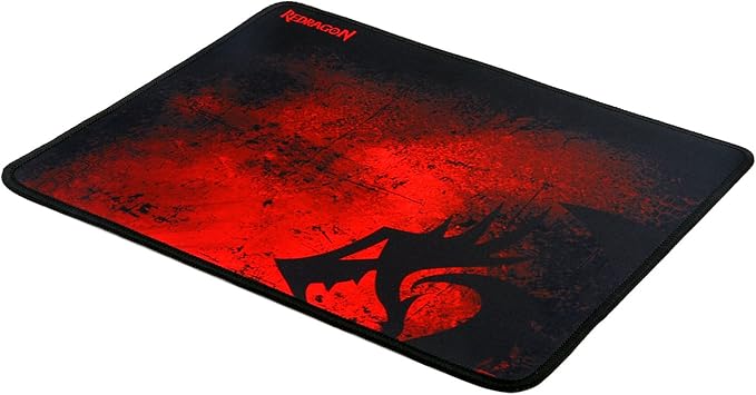 Redragon P016 PISCES Gaming Mouse Pad – Dragon Silhouette Design, Black Stitched Edges, Non-Slip Rubber Base, Smooth Fabric Surface – Black/Red