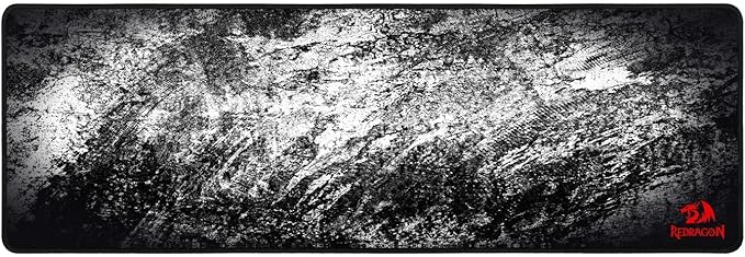 Redragon P018 TAURUS XXXL Extended Gaming Desk Mat – Abstract Marble Splatter Design, Black Anti-Fray Stitched Edges, Non-Slip Rubber Base, Rollable – Black/White