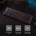 Redragon K628 POLLUX RGB 75% Hot-Swap Wired Mechanical Gaming Keyboard – 78 Keys, Red Switch, Free-Mod PCB, 470g Ultra-Light, Pro Software – Black/Red