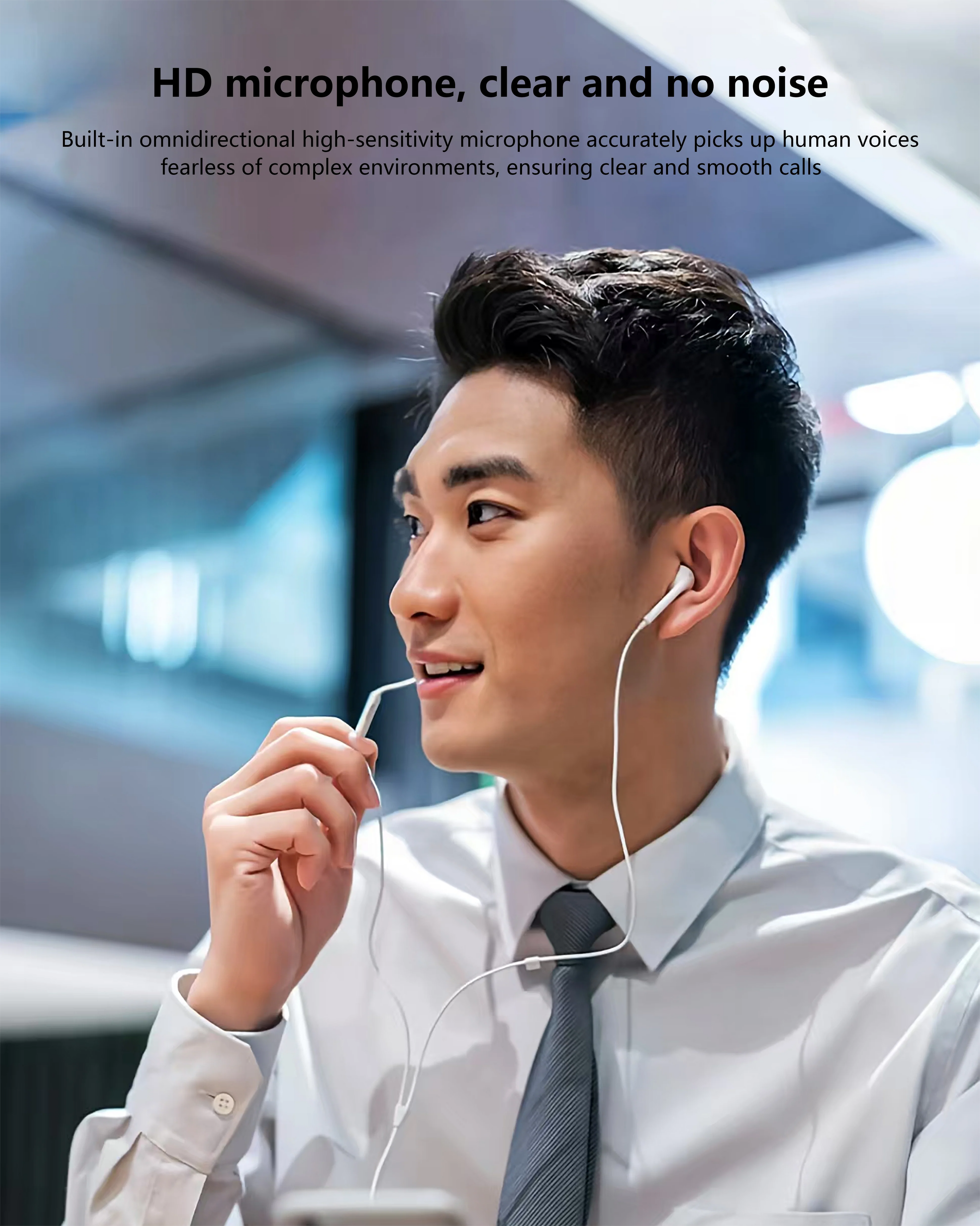 Onemust HP01 USB-C Wired Earphones with Mic - HIFI Stereo - White