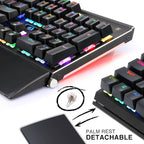 Redragon K567 RGB Wired Mechanical Gaming Keyboard – 104 Keys Full Size, Blue Switch, Aircraft-Grade Aluminium, Detachable Palm Rest – Black