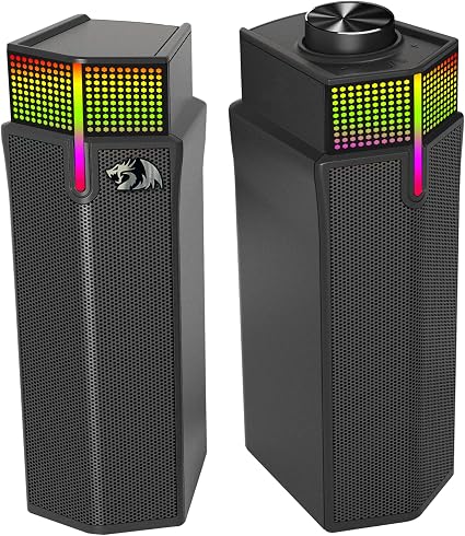 Redragon GS511 Wireless RGB Desktop Speakers – 2.0 Soundbar BT 5.3 Dual-Play Rich Bass All-in-One Control