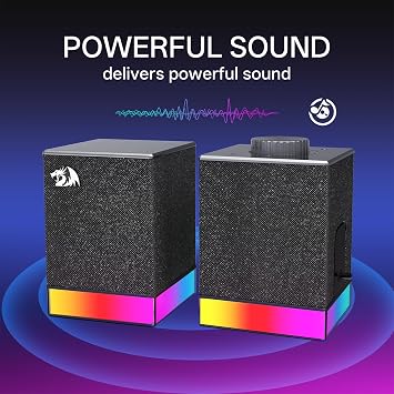Redragon GS517 RGB Desktop Speakers – 2.0 Stereo Powerful Bass BT & USB 8 RGB Effects Touch Control