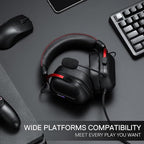 Redragon H312 CYBILL Virtual 7.1 Surround RGB USB Wired Gaming Headset – 50mm Drivers, Detachable Boom Mic, In-Line Control, Adjustable Ear Cup, Mesh Leather Headband – Black/Red
