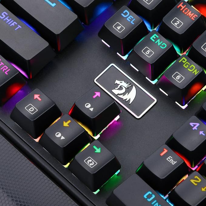 Redragon K567 RGB Wired Mechanical Gaming Keyboard – 104 Keys Full Size, Blue Switch, Aircraft-Grade Aluminium, Detachable Palm Rest – Black