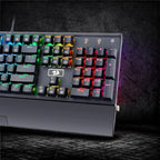 Redragon K567 RGB Wired Mechanical Gaming Keyboard – 104 Keys Full Size, Blue Switch, Aircraft-Grade Aluminium, Detachable Palm Rest – Black