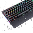 Redragon K567 RGB Wired Mechanical Gaming Keyboard – 104 Keys Full Size, Blue Switch, Aircraft-Grade Aluminium, Detachable Palm Rest – Black
