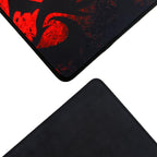 Redragon P016 PISCES Gaming Mouse Pad – Dragon Silhouette Design, Black Stitched Edges, Non-Slip Rubber Base, Smooth Fabric Surface – Black/Red