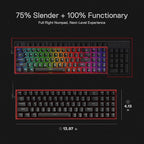 Redragon K628 POLLUX RGB 75% Hot-Swap Wired Mechanical Gaming Keyboard – 78 Keys, Red Switch, Free-Mod PCB, 470g Ultra-Light, Pro Software – Black/Red