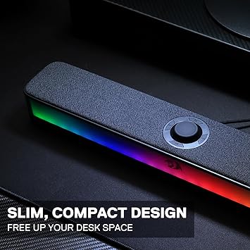 Redragon GS515 RGB Desktop Soundbar – 2.0 Channel 5W×2 BT 5.3 USB-C 6 RGB Modes
