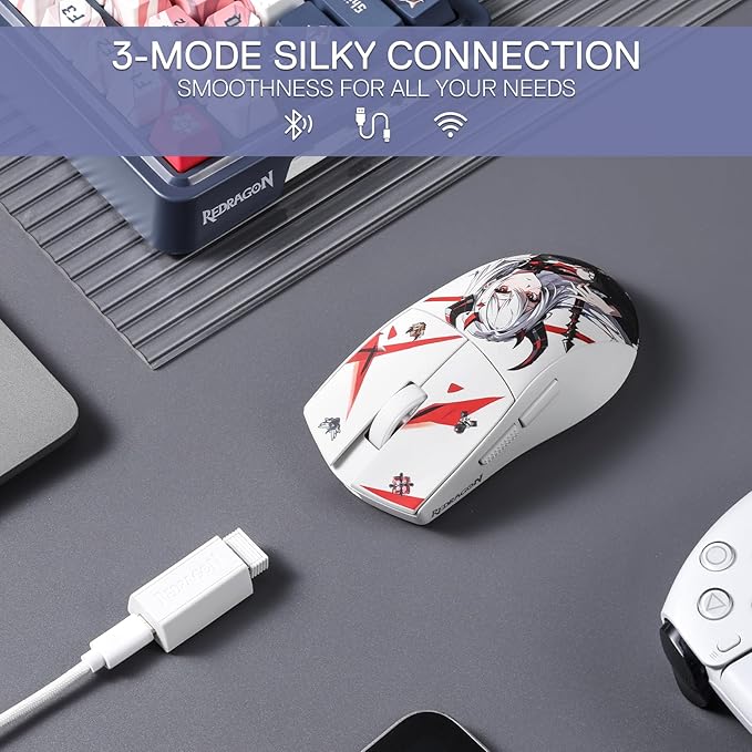 Redragon M916AK-PRO 3-Mode Wireless Gaming Mouse 26000 DPI – Anime Edition