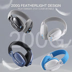 Redragon H878 SKULD PRO 3-Mode Wireless Gaming Headset – 40mm Drivers, Virtual 7.1, 200g Featherlight, Washable Fabric, Detachable Mic, Blue Vibe Lighting – White/Blue