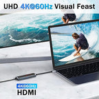 Redragon UCA-4 4-in-1 USB-C Hub – 4K@60Hz HDMI, 2x USB-A 5Gbps, 100W PD Pass-Through – MacBook, iPad, Windows, Android – Space Gray