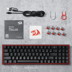 Redragon K628 POLLUX RGB 75% Hot-Swap Wired Mechanical Gaming Keyboard – 78 Keys, Red Switch, Free-Mod PCB, 470g Ultra-Light, Pro Software – Black/Red