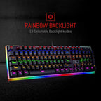 Redragon K577R KALI RGB Wired Mechanical Gaming Keyboard – 104 Keys Full Size, Tactile Red Switch, 19 Backlight Modes, Bottom RGB Lighting – Black