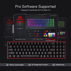 Redragon K628 POLLUX RGB 75% Hot-Swap Wired Mechanical Gaming Keyboard – 78 Keys, Red Switch, Free-Mod PCB, 470g Ultra-Light, Pro Software – Black/Red
