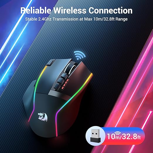 Redragon M801 Wireless RGB MMO Gaming Mouse – Black