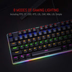 Redragon K577R KALI RGB Wired Mechanical Gaming Keyboard – 104 Keys Full Size, Tactile Red Switch, 19 Backlight Modes, Bottom RGB Lighting – Black