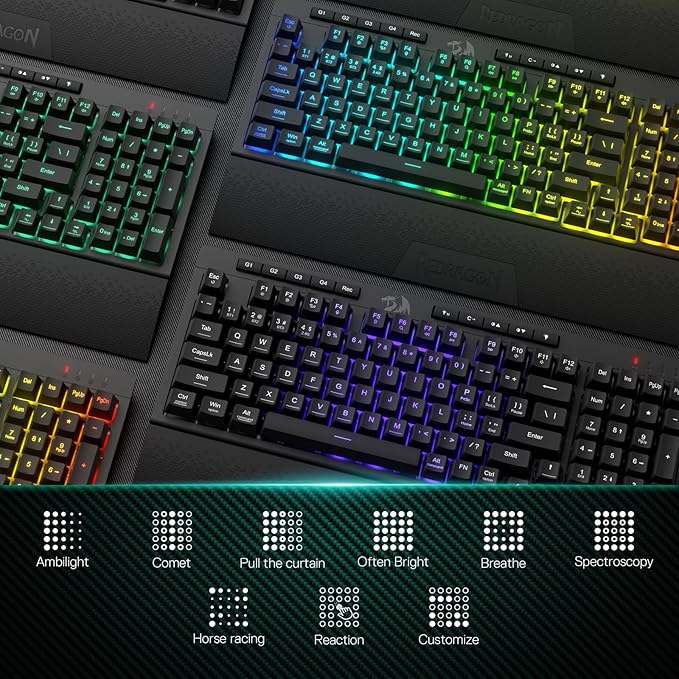 Redragon K515 PRO Shiva RGB 3-Mode Wireless Membrane Gaming Keyboard – 98 Keys, Detachable Wrist Rest