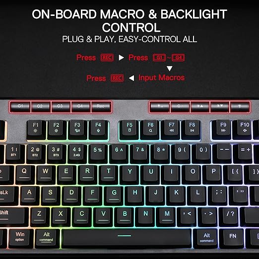 Redragon K516 PRO Shiva TKL RGB 3-Mode Wireless Membrane Gaming Keyboard – 87 Keys, 80% TKL Layout
