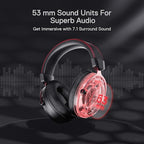 Redragon H386 DIOMEDES Wired Gaming Headset – 7.1 Surround Sound, 53mm Drivers, 188g Honeycomb Shell, Steel Frame, Detachable Boom Mic, USB-C/AUX/USB-A – Black/Red