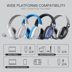 Redragon H878 SKULD PRO 3-Mode Wireless Gaming Headset – 40mm Drivers, Virtual 7.1, 200g Featherlight, Washable Fabric, Detachable Mic, Blue Vibe Lighting – White/Blue