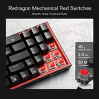 Redragon K628 POLLUX RGB 75% Hot-Swap Wired Mechanical Gaming Keyboard – 78 Keys, Red Switch, Free-Mod PCB, 470g Ultra-Light, Pro Software – Black/Red